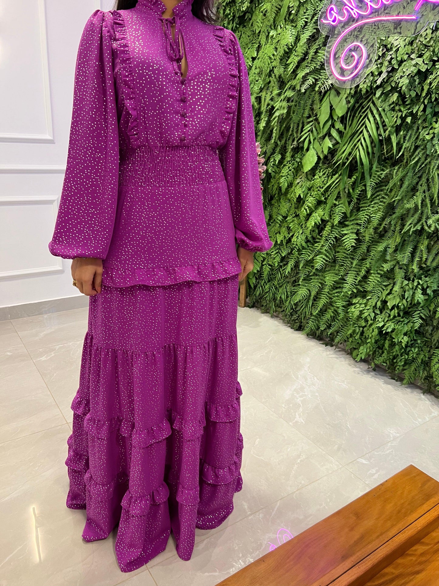 Stars Long Dress- Fuchsia