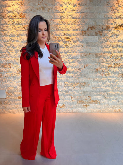 Blazer Botões Doce - Liso Vermelho 5141