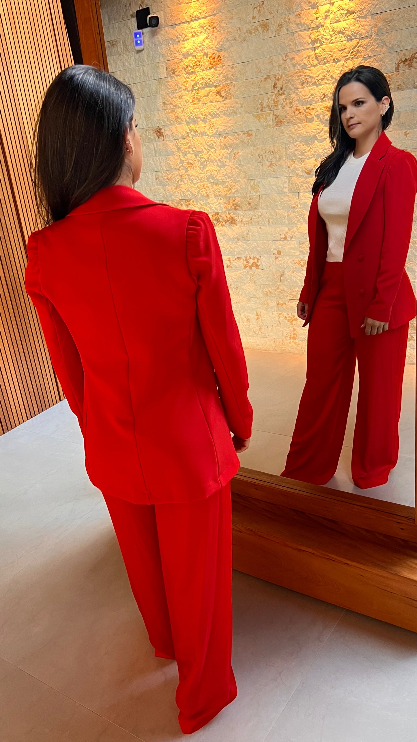 Blazer Botões Doce - Liso Vermelho 5141