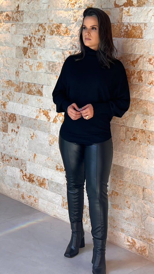 Calça Couro Sintético H - Liso Preto 5177