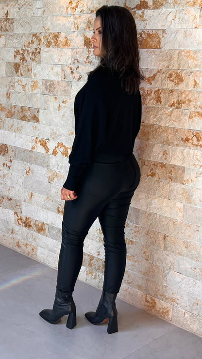 Calça Couro Sintético H - Liso Preto 5177