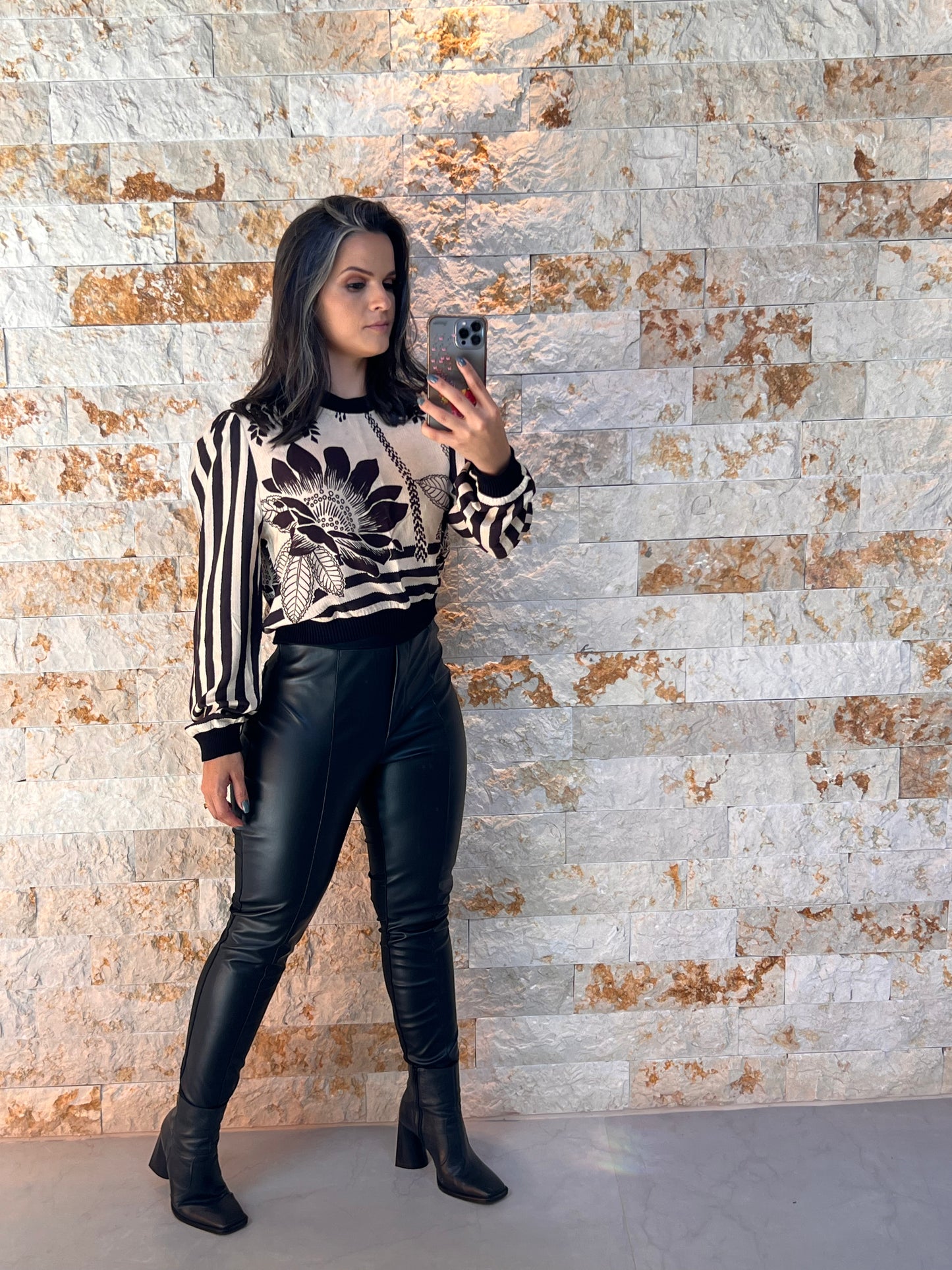 Calça Couro Sintético H - Liso Preto 5177