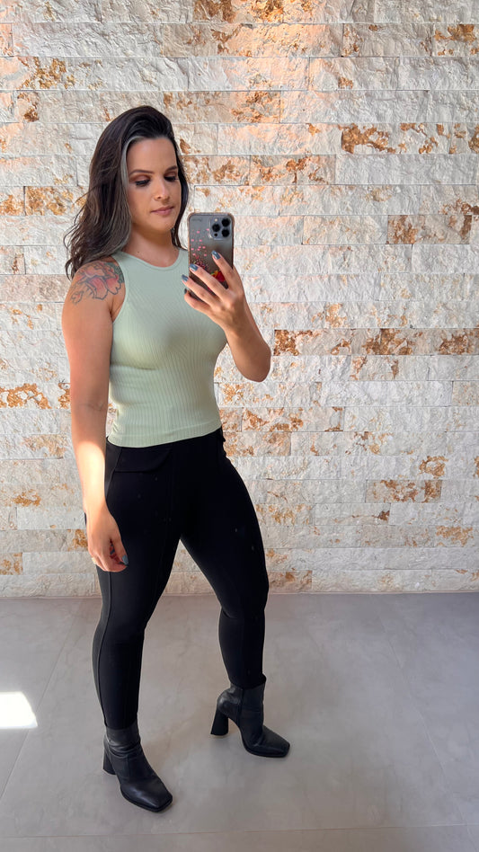 Blusa Cropped Regata Style - Liso Verde 5176