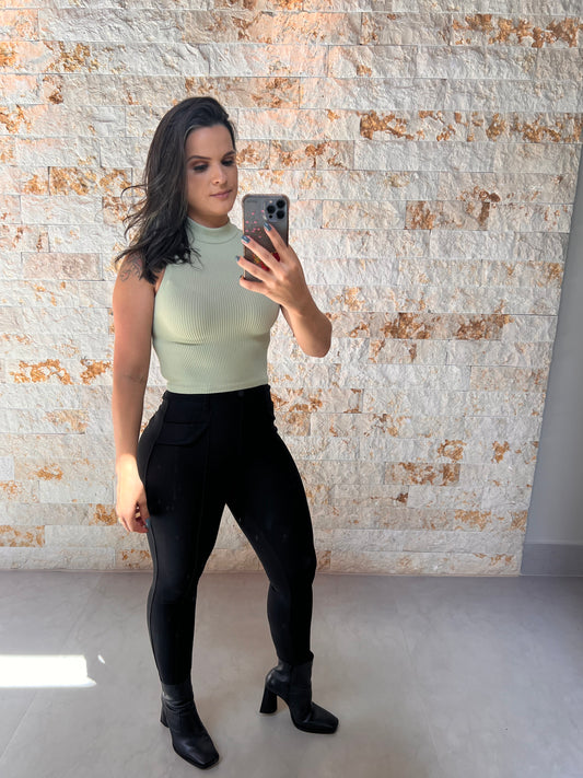 Blusa Cropped Golinha Style - Liso Verde 5175