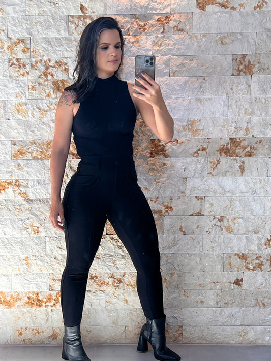 Blusa Cropped Golinha Style - Liso Preto 5175