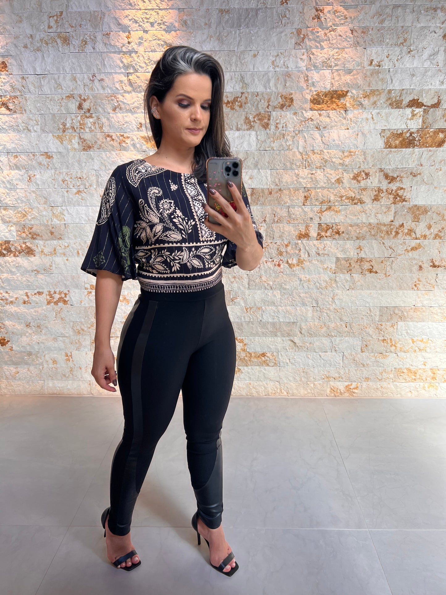 Calça Montaria Detalhe Couro ABS- Liso Preto 5191