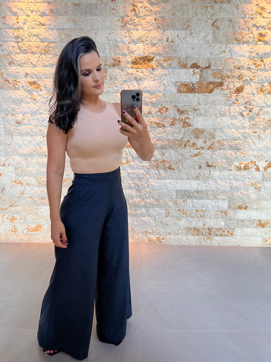 Blusa Cropped Regata Cavado Style - Bege 5193