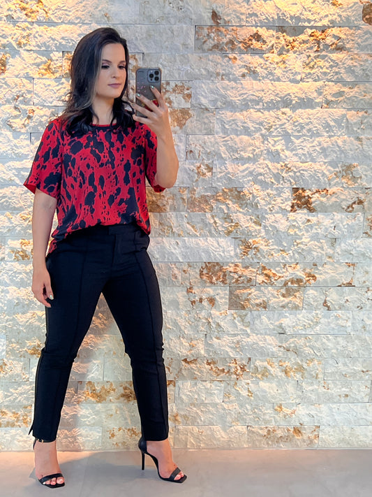 Blusa Vermelha Gola Trico Tale - Estampado 5219