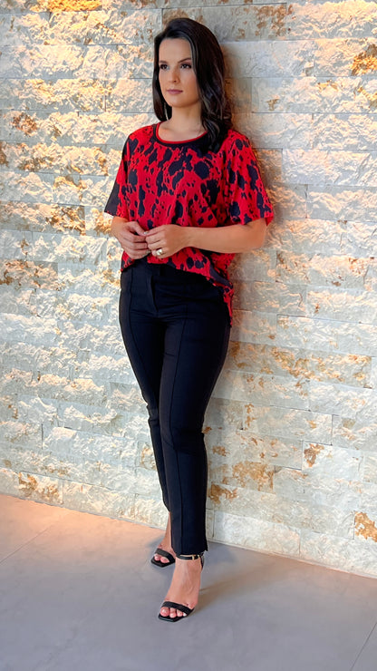 Blusa Vermelha Gola Trico Tale - Estampado 5219