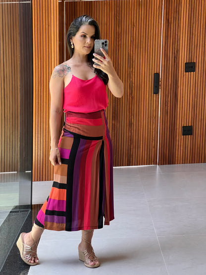 Stripes Midi Skirt - Printed