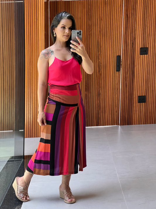Stripes Midi Skirt - Printed