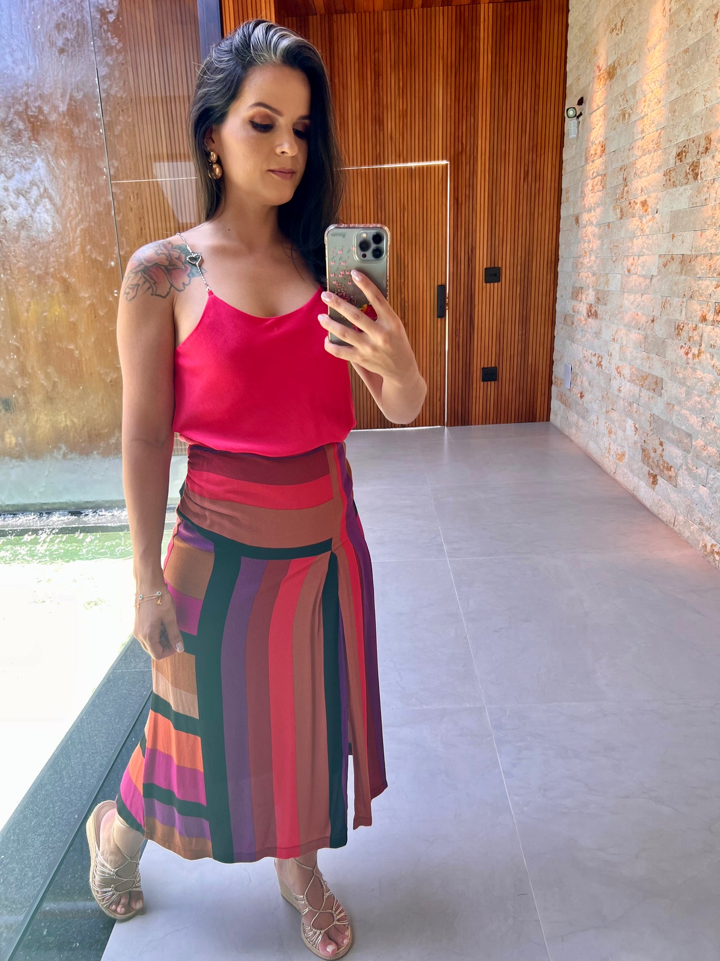 Stripes Midi Skirt - Printed
