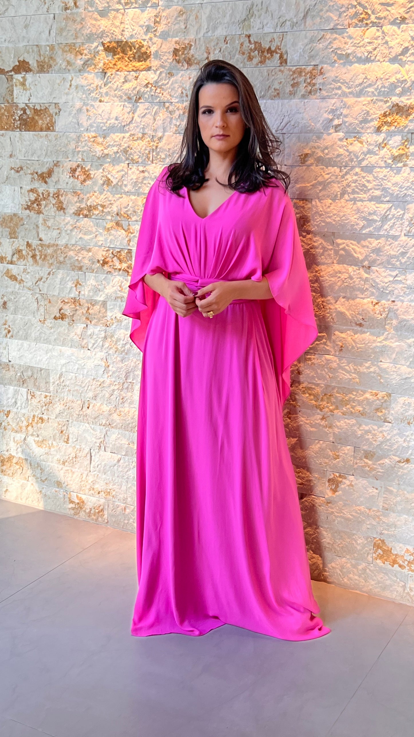 Vestido Longo Conf Tamanho Único Capa Liso - Rosa Chiclete 5252