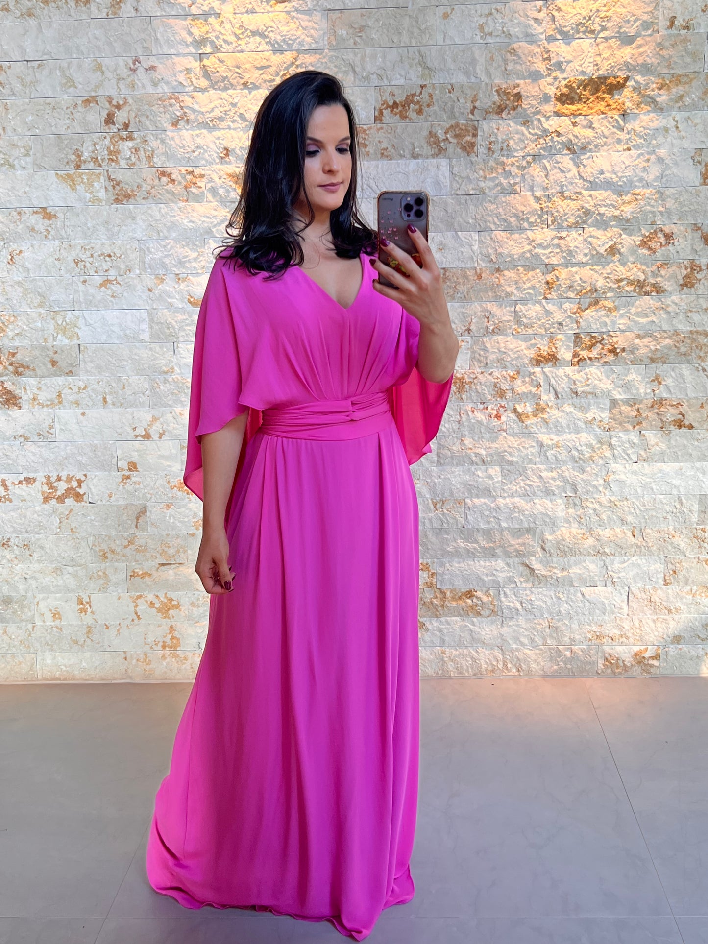 Vestido Longo Conf Tamanho Único Capa Liso - Rosa Chiclete 5252