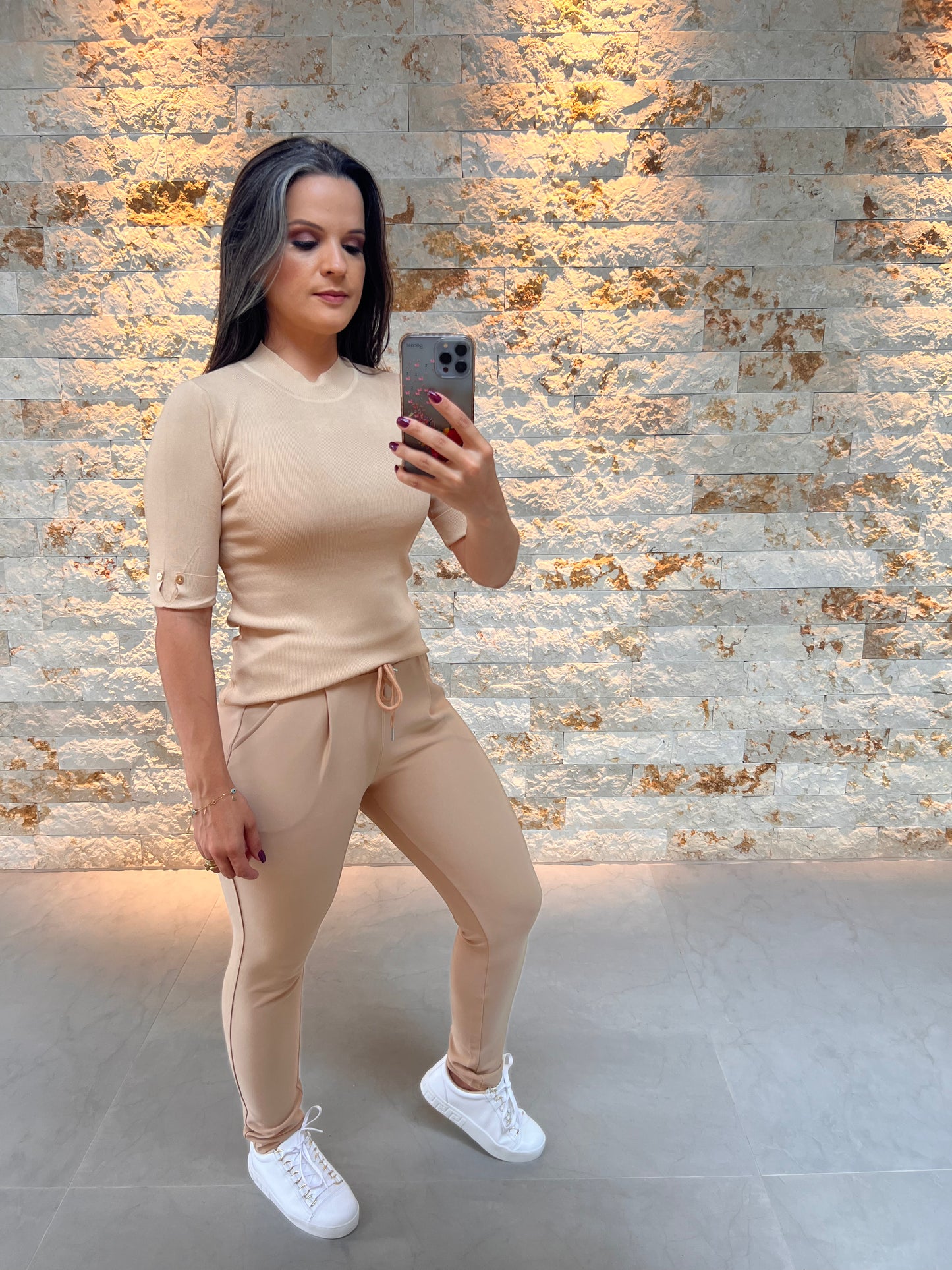 Blusa Manguinha Botão SU - Caramelo 5056