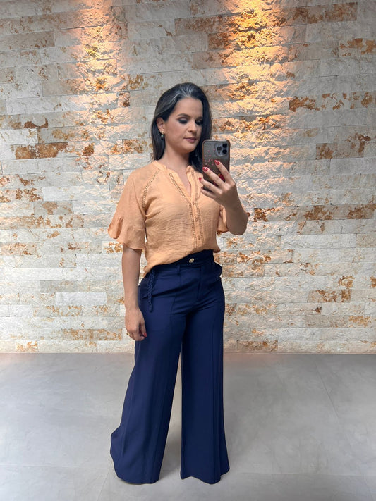 Blusa Botões Intertela- Bege 5303