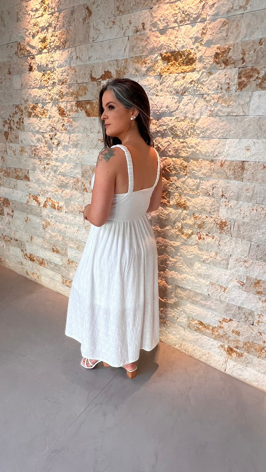 Vestido Midi Malha Lesie Solto - Branco/ Off White 5307