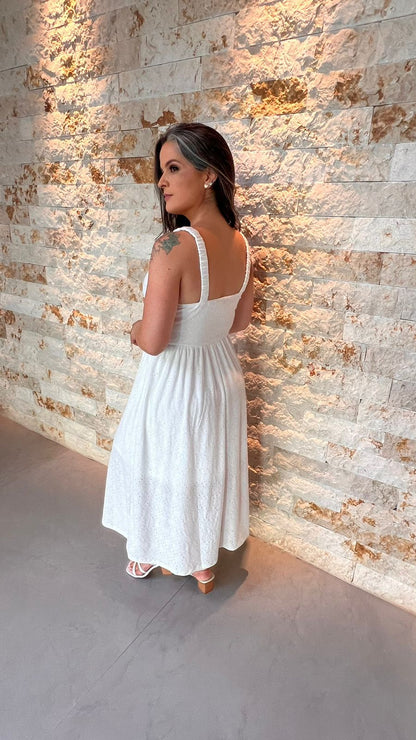 Vestido Midi Malha Lesie Solto - Branco/ Off White 5307