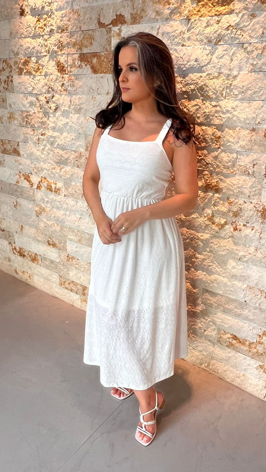 Vestido Midi Malha Lesie Solto - Branco/ Off White 5307