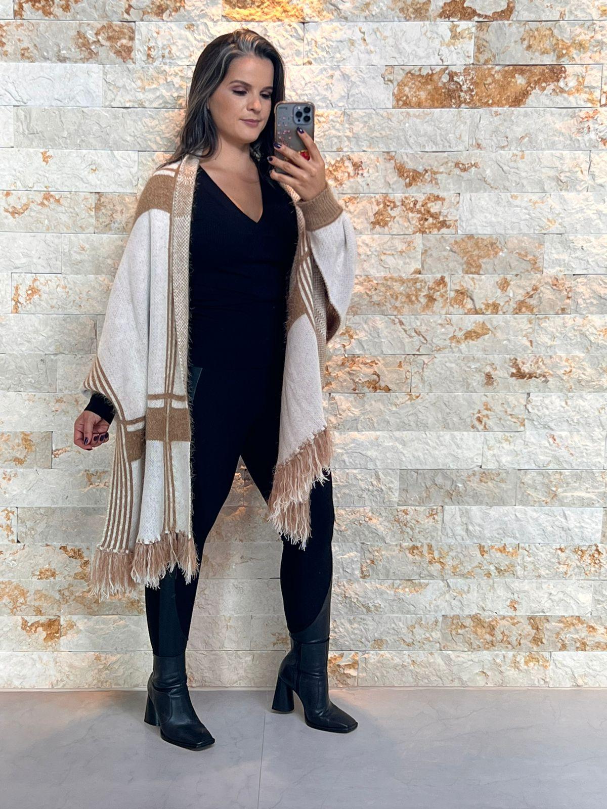 Checkered Pashimina Shawl - Beige