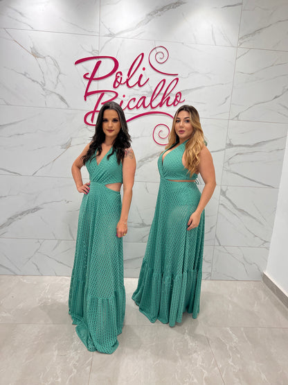 Hot Pants Long Dress - Green