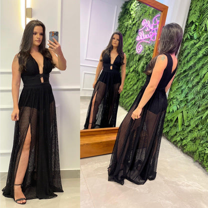 Hot Pants Lesie Long Dress - Black