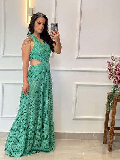 Hot Pants Long Dress - Green