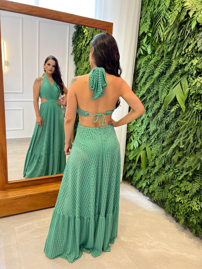 Hot Pants Long Dress - Green