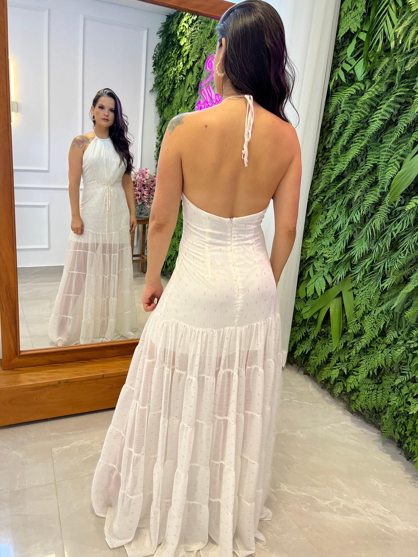Transparency Long Dress - White