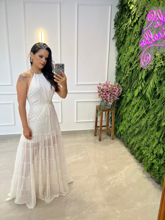 Transparency Long Dress - White