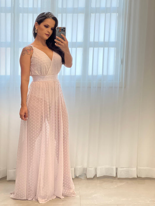 Hot Pants Long Dress - Light Pink