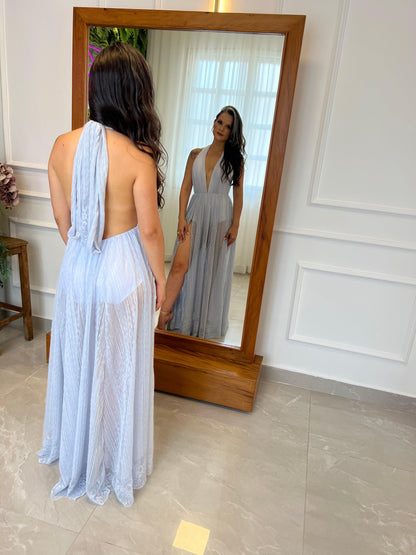 Hot Pants Long Dress - Gray