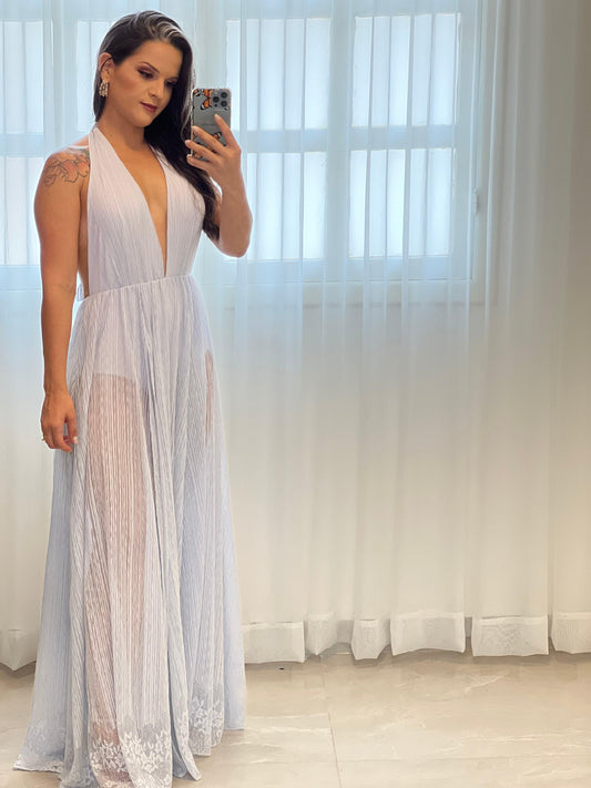 Hot Pants Long Dress - Gray