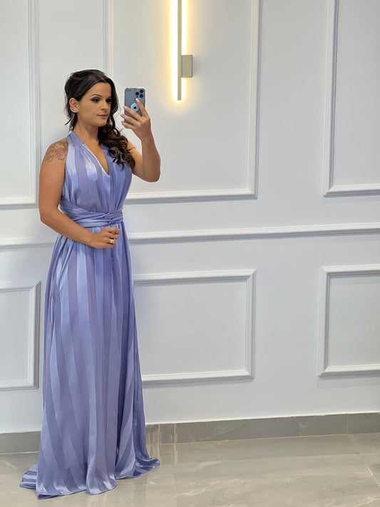 One Size Sleeveless Long Dress - Lavender Stripe