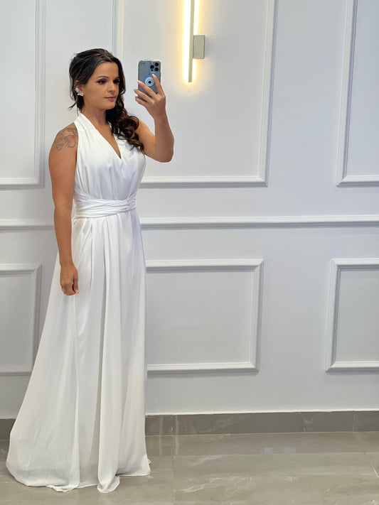 One Size Sleeveless Long Dress - White