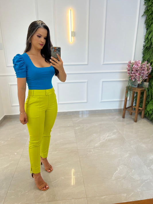 Tailoring Trousers in Portinari Fabric - Lime Green