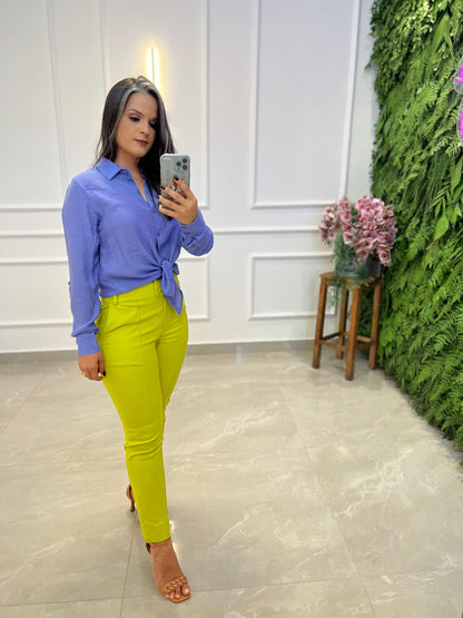 Tailoring Trousers in Portinari Fabric - Lime Green