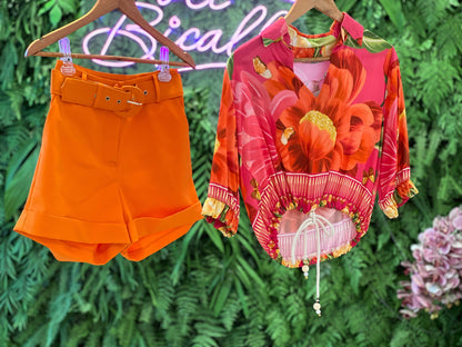 Tailoring Belt Shorts - Orange