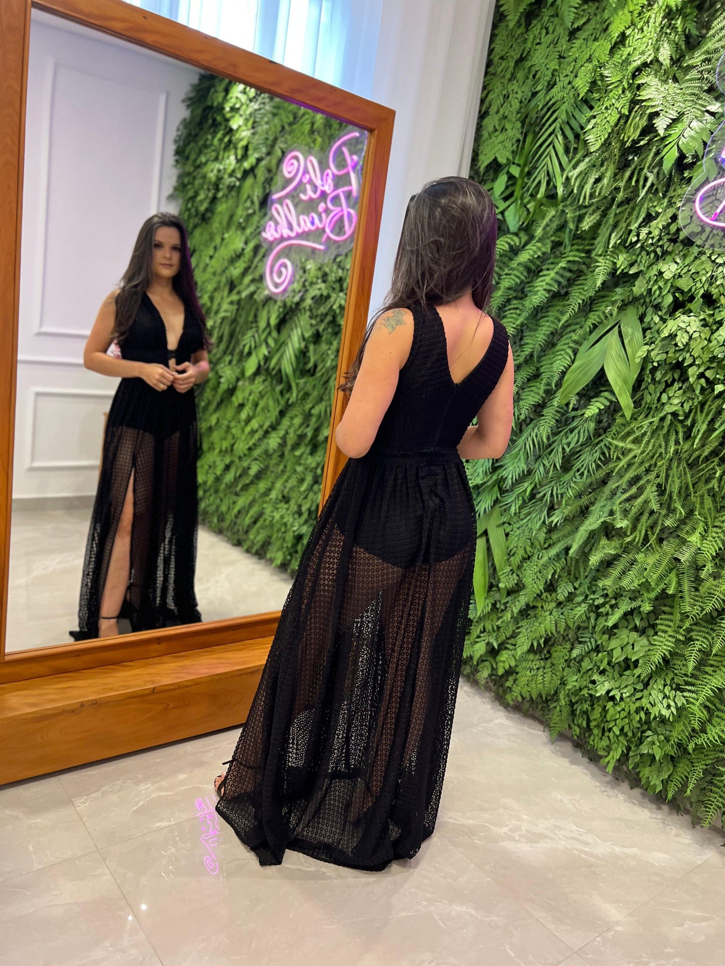 Hot Pants Lesie Long Dress - Black