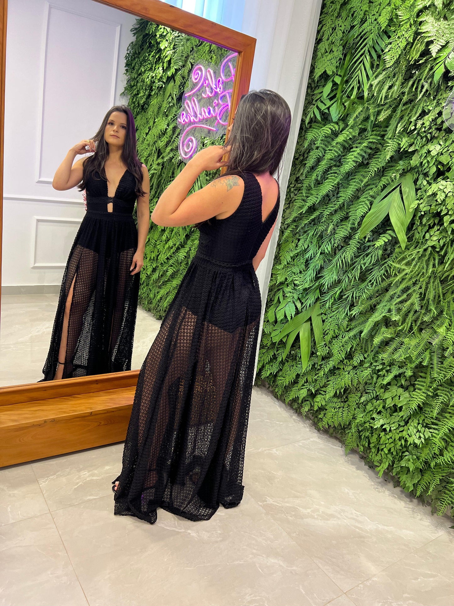 Hot Pants Lesie Long Dress - Black