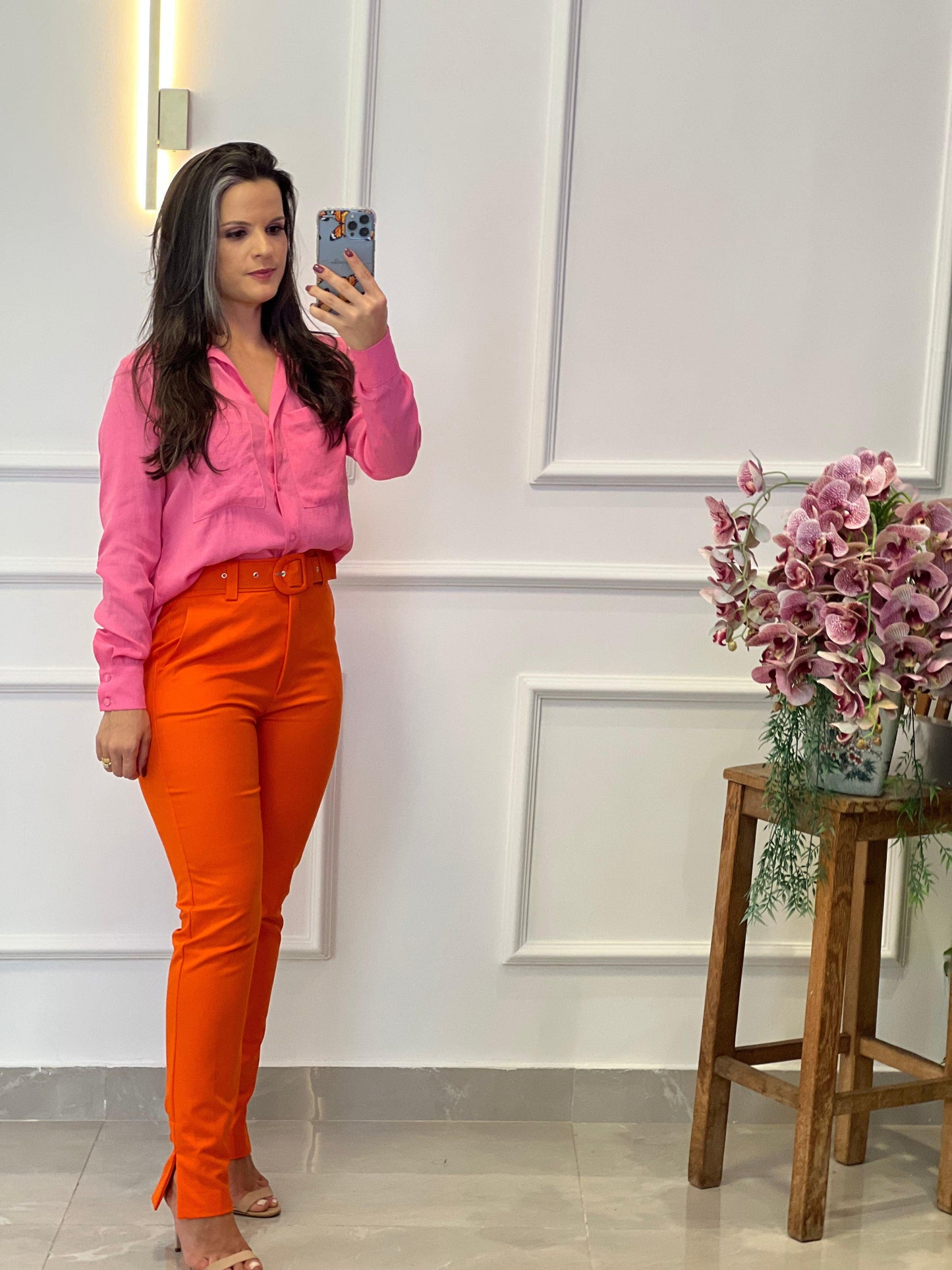 Tailoring Pants With Belt - Orange