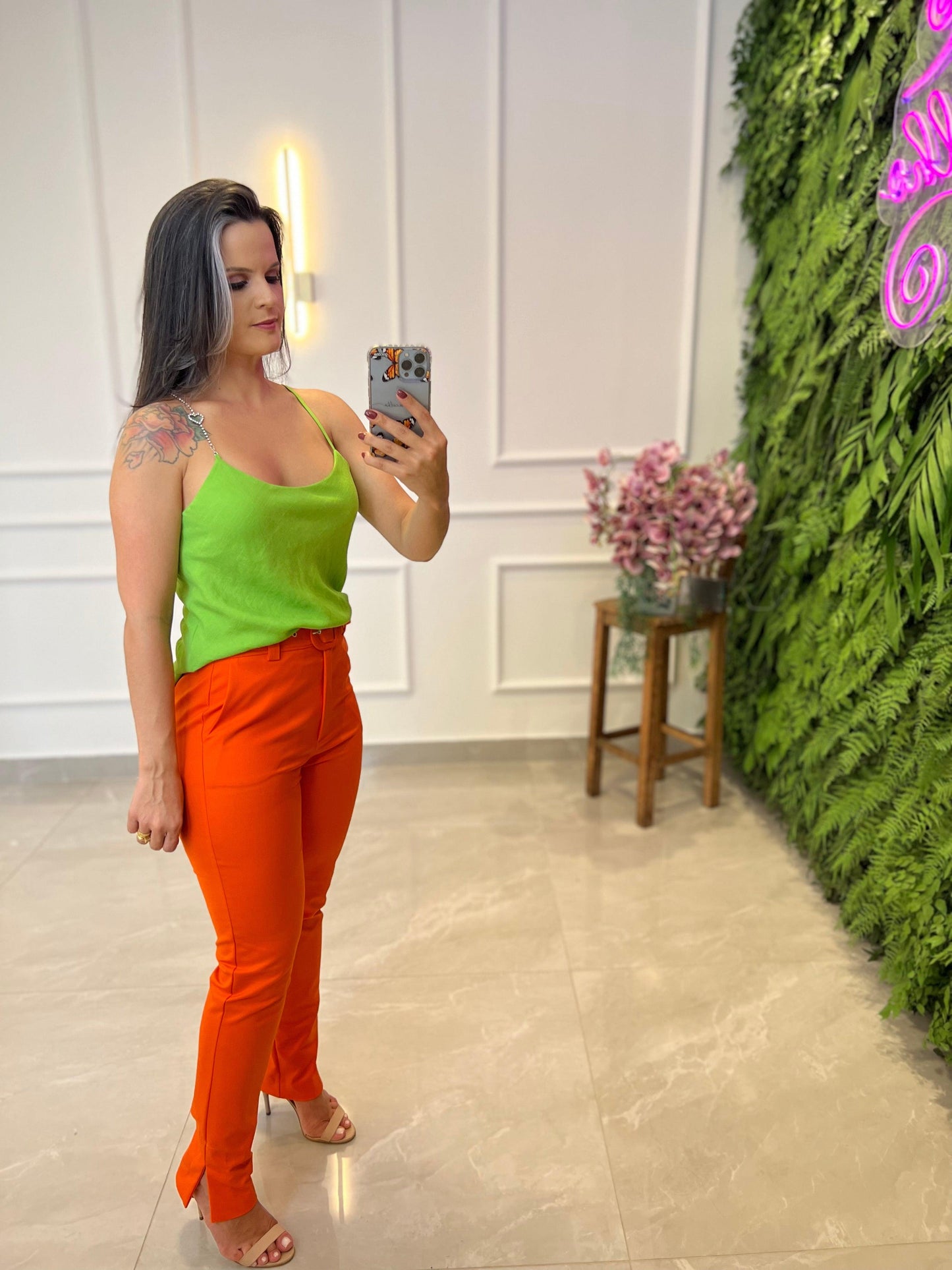 Tailoring Pants With Belt - Orange