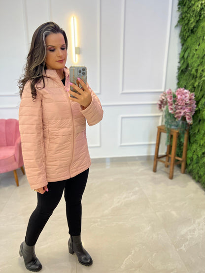 Hooded Puffer Jacket - Rose