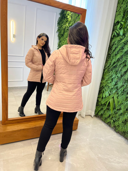 Hooded Puffer Jacket - Rose