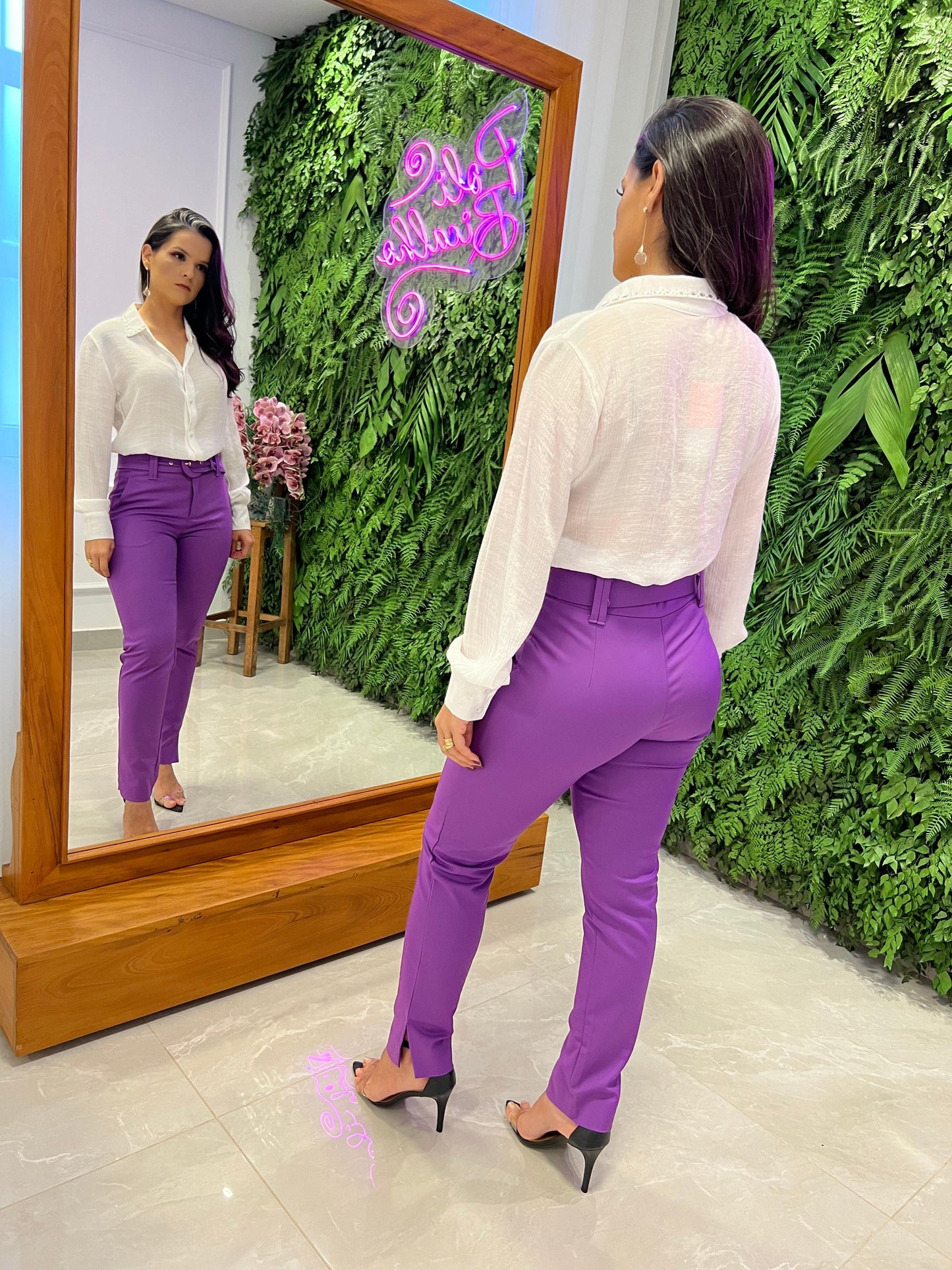 Tailored Portinari Clochard Pants With Belt - Purple